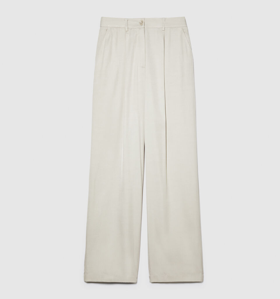 Low-waisted flared fit trousers - women's flared trousers - Beige | Sisley image number 6